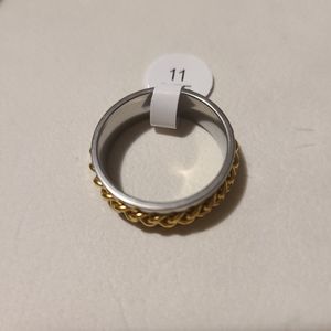 Stainless Steel Ring Gold Chain